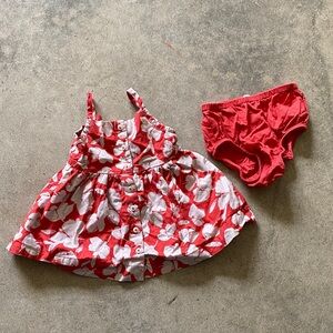GAP Red and White Floral baby sun dress 6-12 months